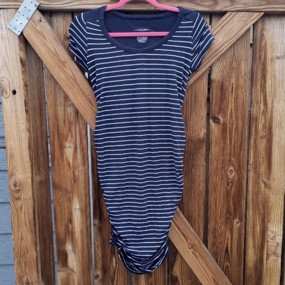 **3 for $15** Navy Striped Maternity Dress